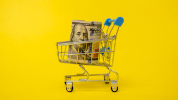 shopping cart with one hundred dollars