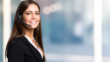 smiling woman with a headset