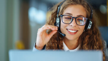 call center agent with headset